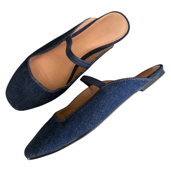 Madewell The Greta Ballet Flat Mule Dark Denim Multi Women’s Size 7 - Picture 2 of 11